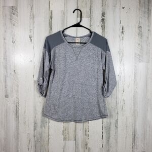 faded glory gray roll up 3/4 sleeves tshirt women's size small 4-6